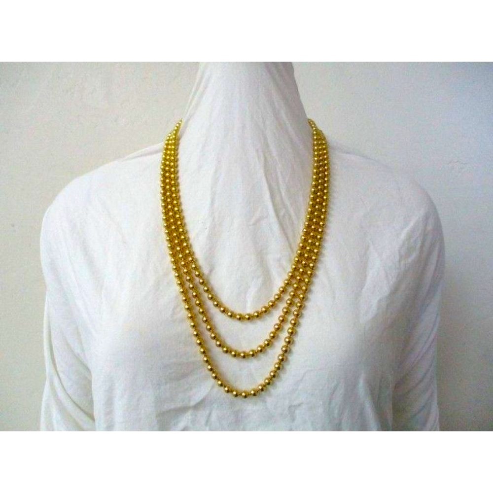 GEORGIOU Triple strand Gold statement necklace